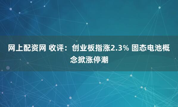 网上配资网 收评：创业板指涨2.3% 固态电池概念掀涨停潮